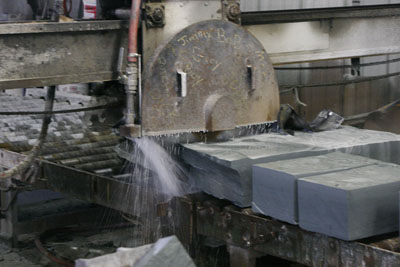 Saw cutting slate