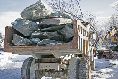 Truck hauling slate
